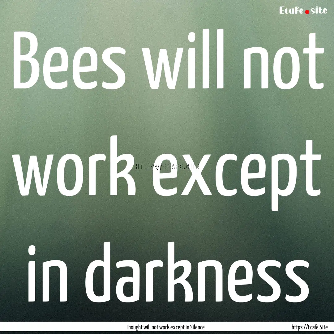 Bees will not work except in darkness : Quote by Thought will not work except in Silence