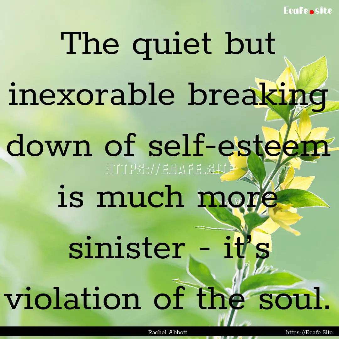 The quiet but inexorable breaking down of.... : Quote by Rachel Abbott