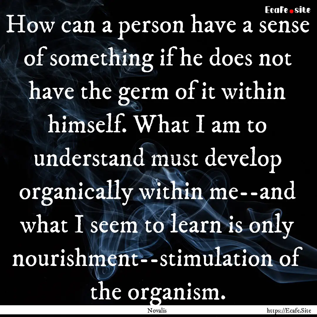 How can a person have a sense of something.... : Quote by Novalis