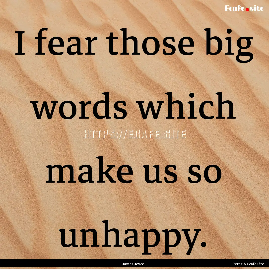 I fear those big words which make us so unhappy..... : Quote by James Joyce