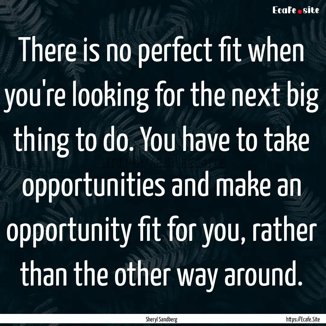 There is no perfect fit when you're looking.... : Quote by Sheryl Sandberg