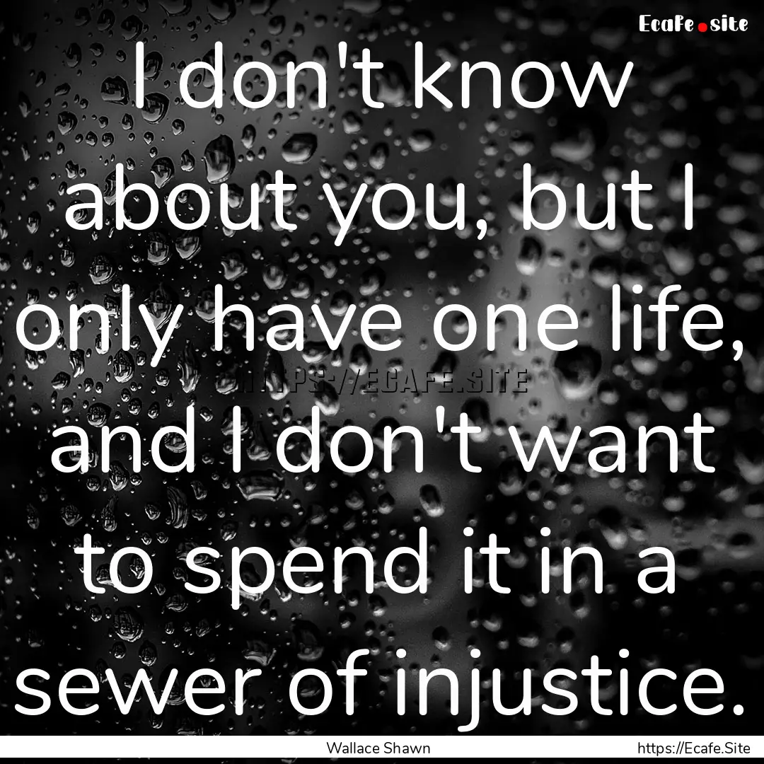 I don't know about you, but I only have one.... : Quote by Wallace Shawn