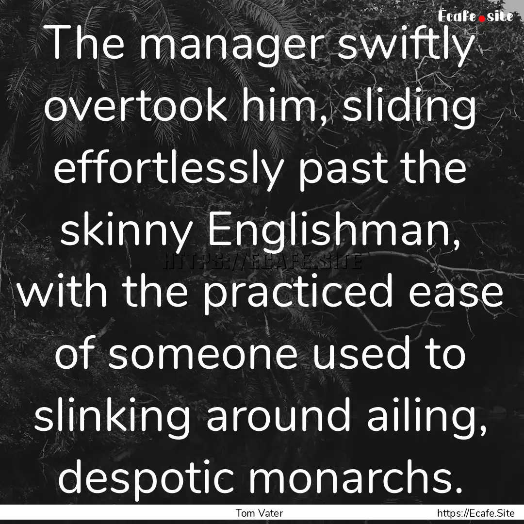 The manager swiftly overtook him, sliding.... : Quote by Tom Vater