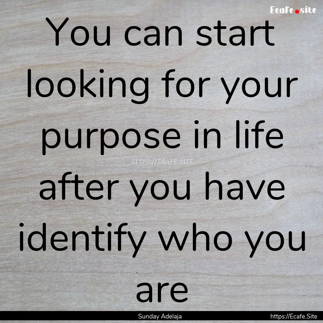 You can start looking for your purpose in.... : Quote by Sunday Adelaja