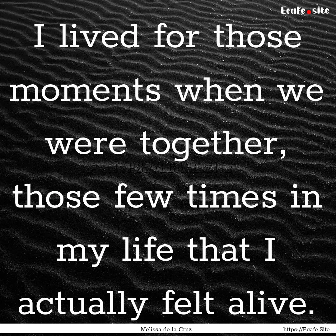 I lived for those moments when we were together,.... : Quote by Melissa de la Cruz