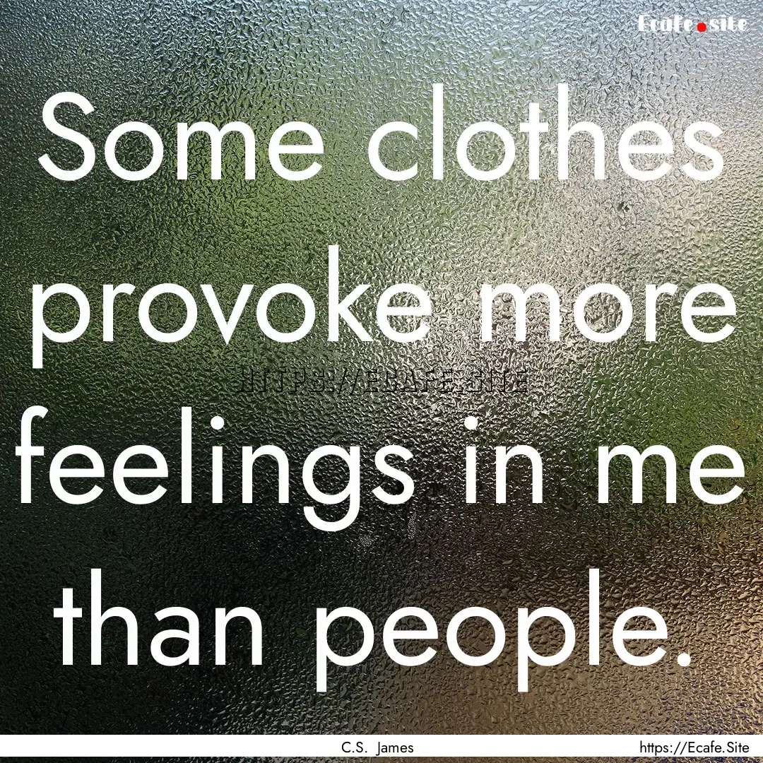 Some clothes provoke more feelings in me.... : Quote by C.S. James