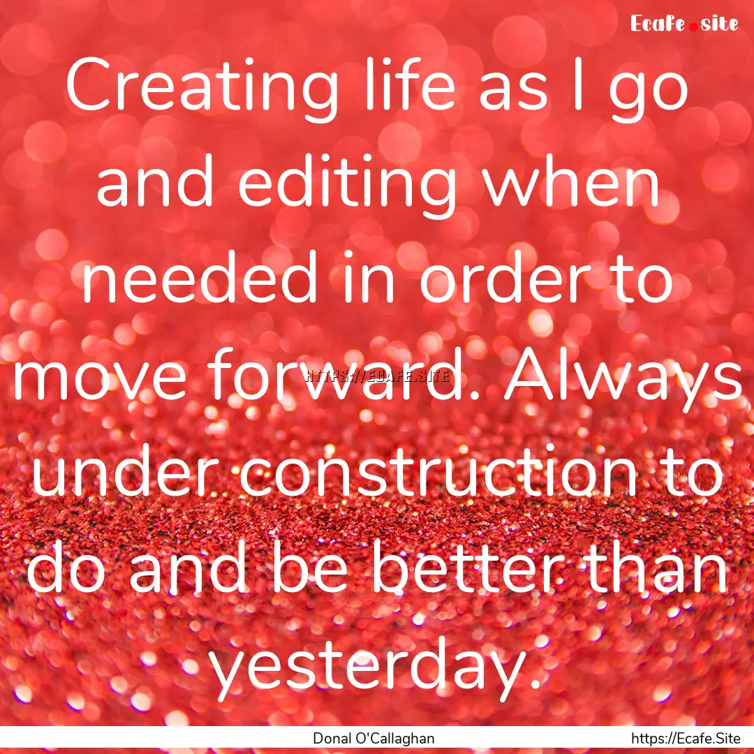 Creating life as I go and editing when needed.... : Quote by Donal O'Callaghan