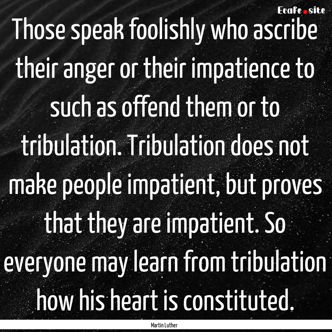 Those speak foolishly who ascribe their anger.... : Quote by Martin Luther