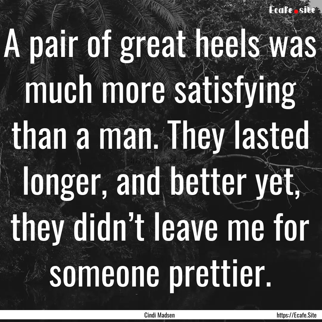 A pair of great heels was much more satisfying.... : Quote by Cindi Madsen