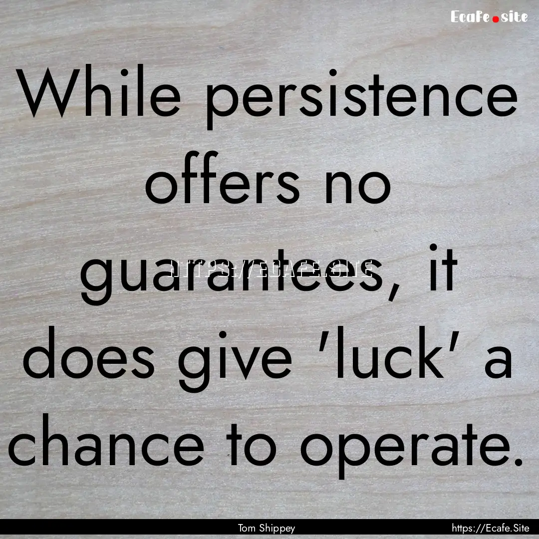 While persistence offers no guarantees, it.... : Quote by Tom Shippey