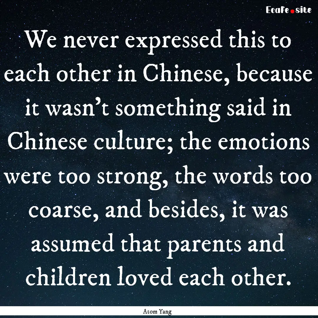 We never expressed this to each other in.... : Quote by Atom Yang