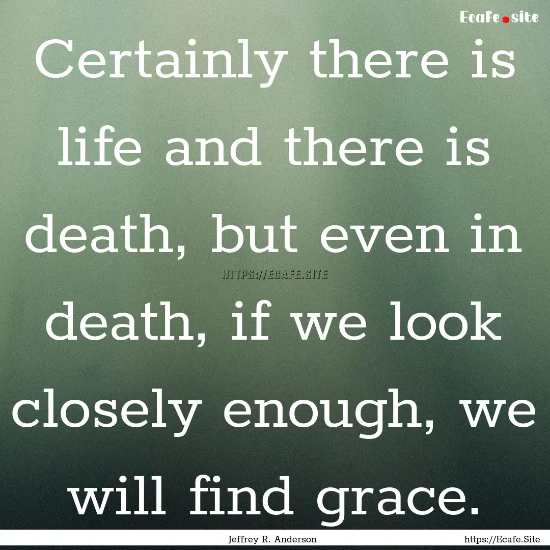 Certainly there is life and there is death,.... : Quote by Jeffrey R. Anderson