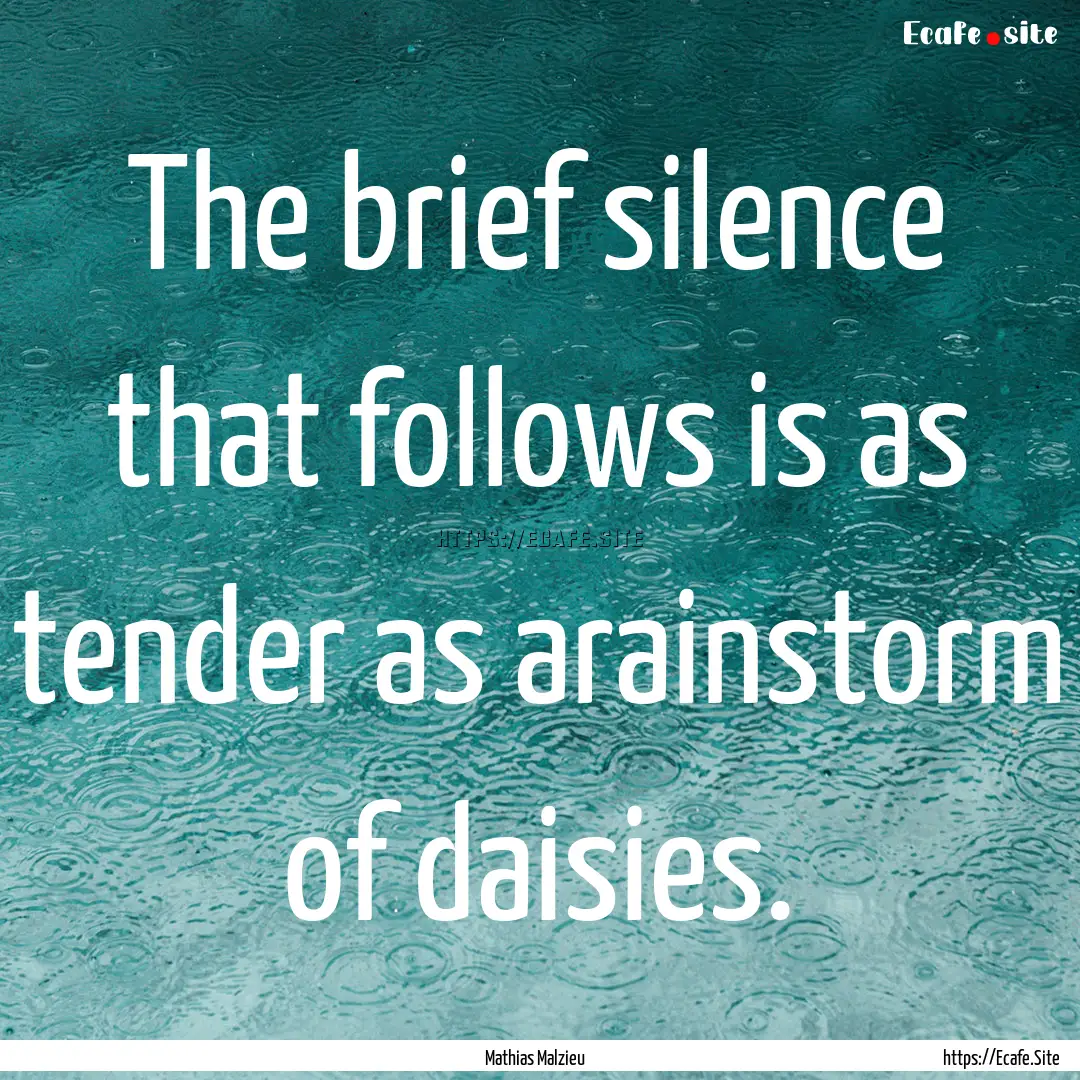 The brief silence that follows is as tender.... : Quote by Mathias Malzieu