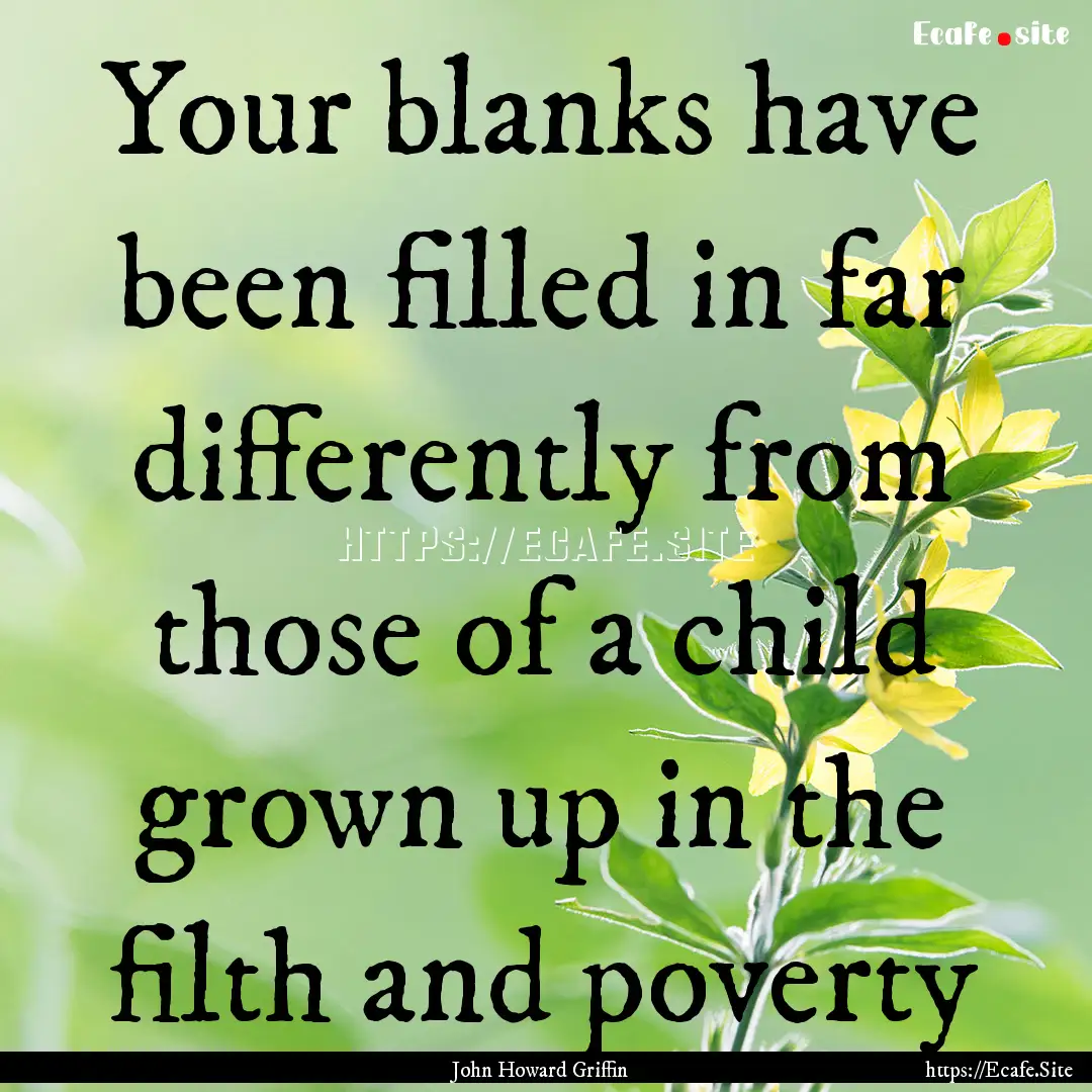 Your blanks have been filled in far differently.... : Quote by John Howard Griffin