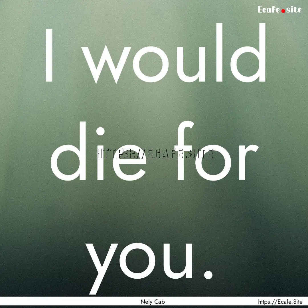 I would die for you. : Quote by Nely Cab