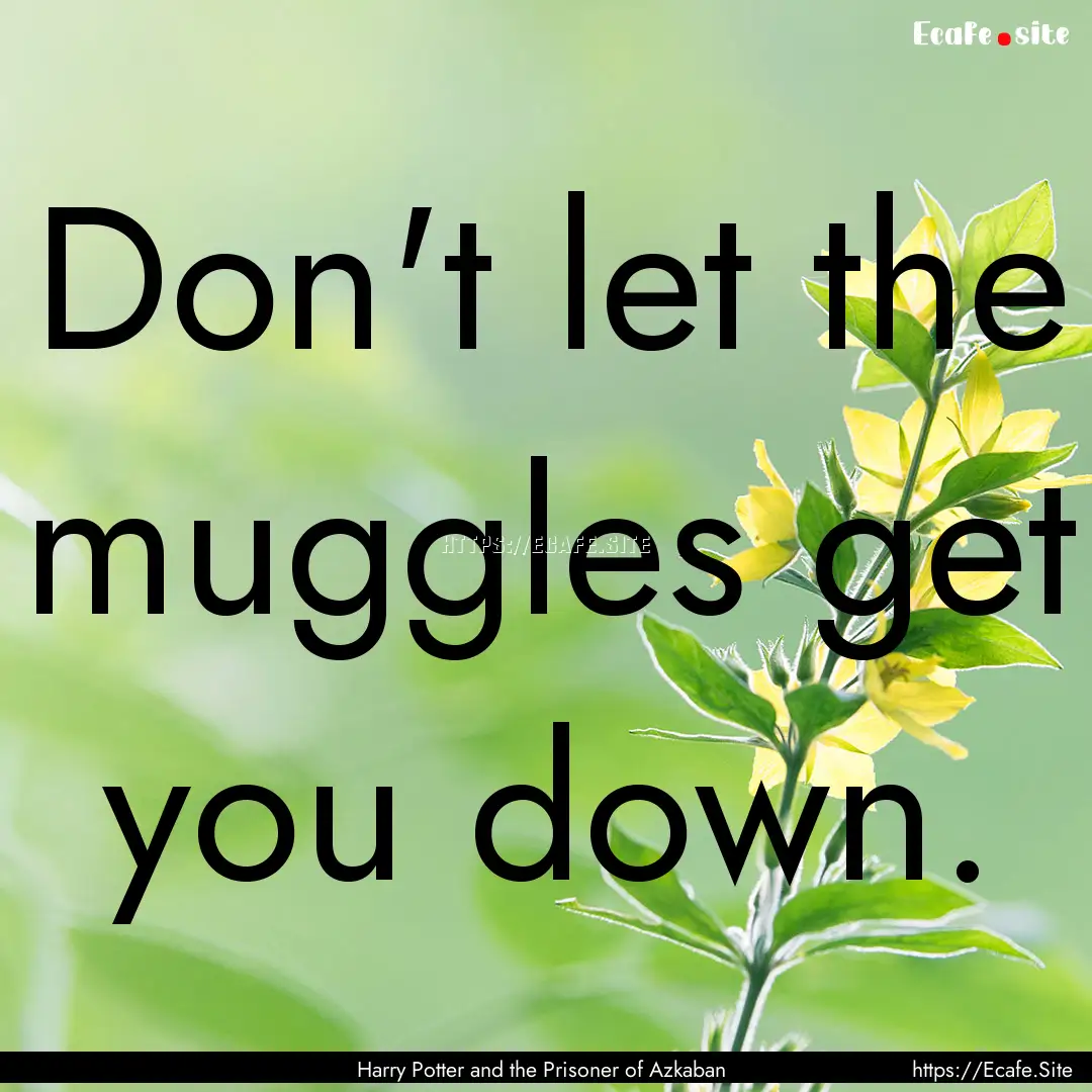 Don't let the muggles get you down. : Quote by Harry Potter and the Prisoner of Azkaban