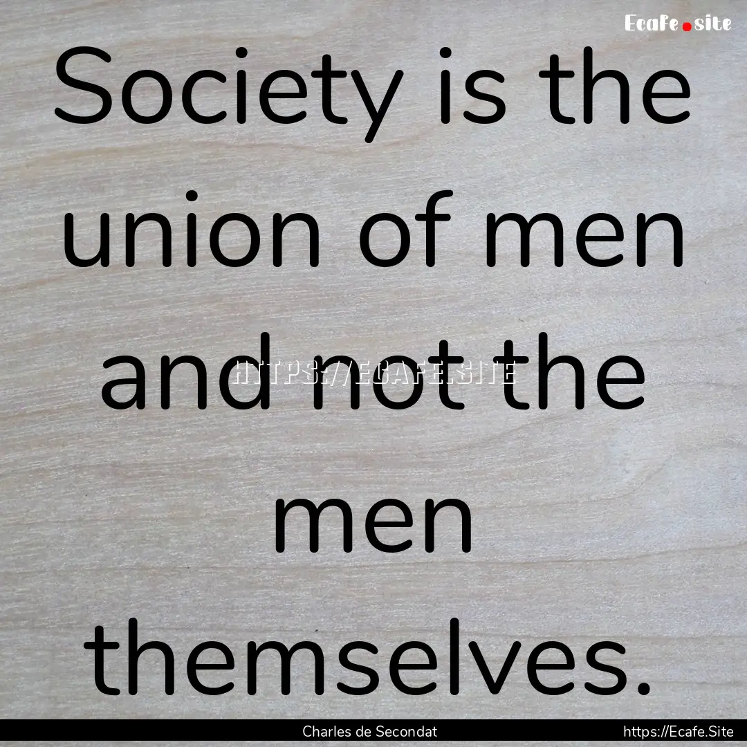 Society is the union of men and not the men.... : Quote by Charles de Secondat