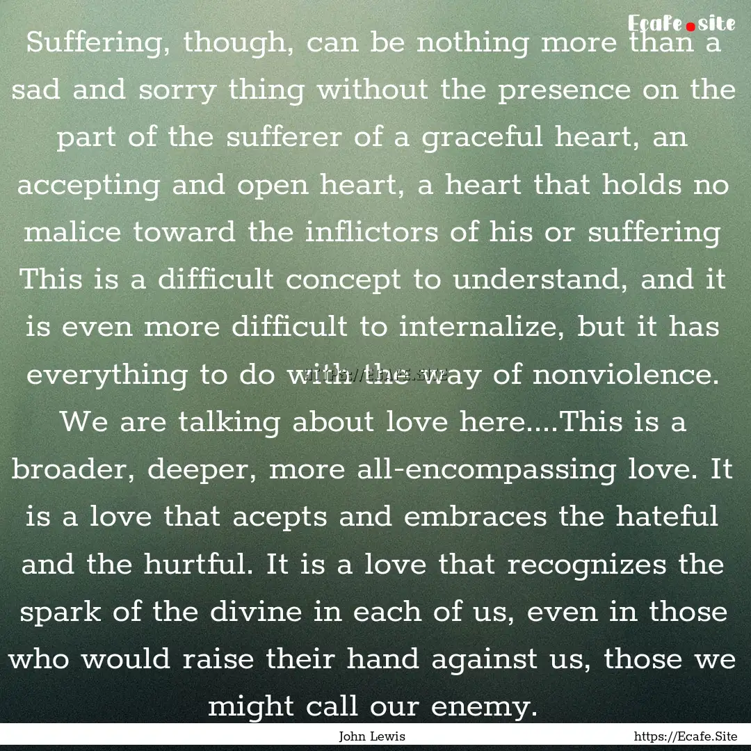 Suffering, though, can be nothing more than.... : Quote by John Lewis