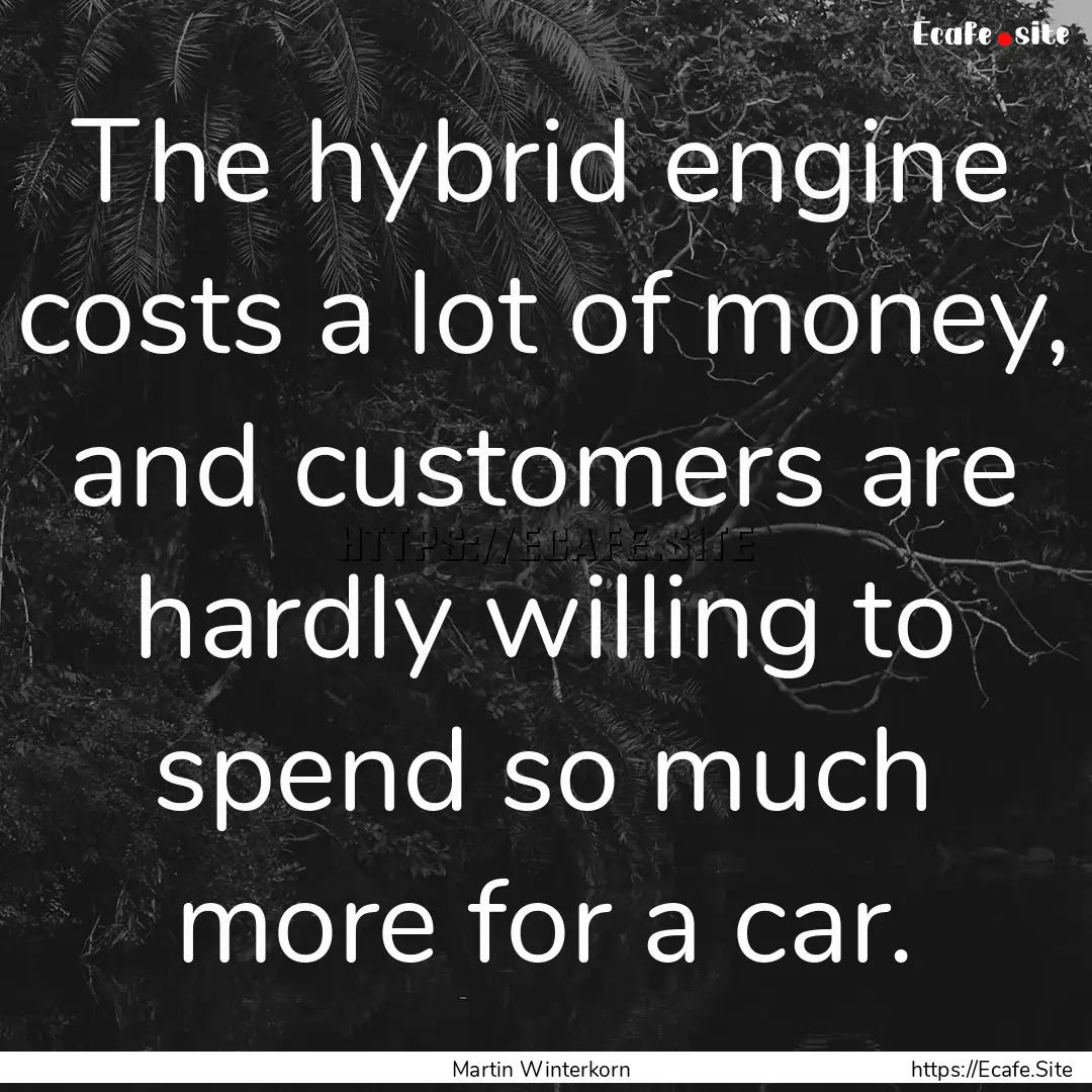 The hybrid engine costs a lot of money, and.... : Quote by Martin Winterkorn