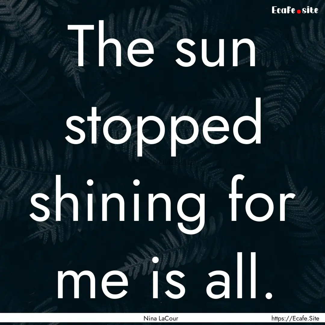 The sun stopped shining for me is all. : Quote by Nina LaCour