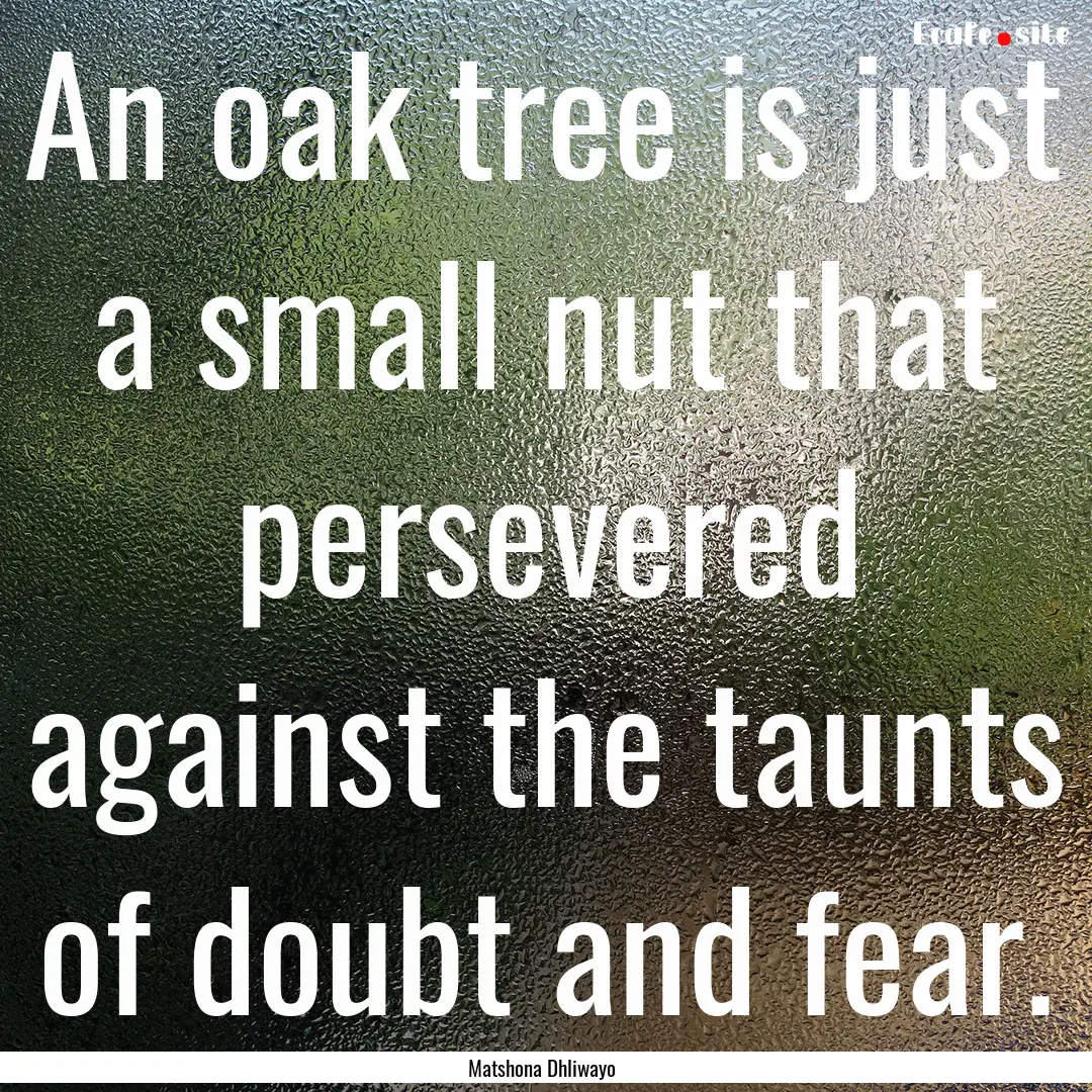 An oak tree is just a small nut that persevered.... : Quote by Matshona Dhliwayo