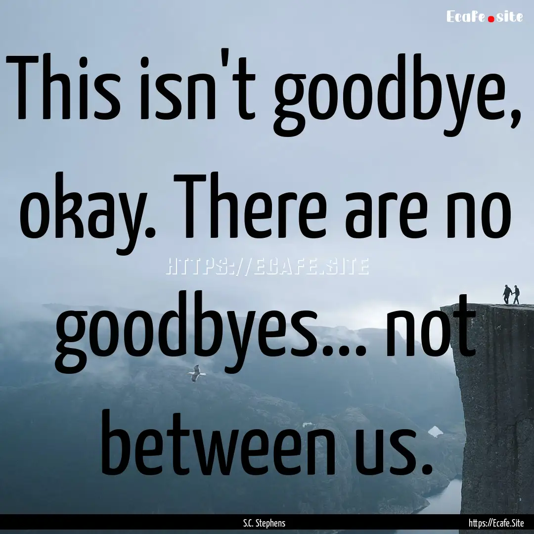 This isn't goodbye, okay. There are no goodbyes....... : Quote by S.C. Stephens