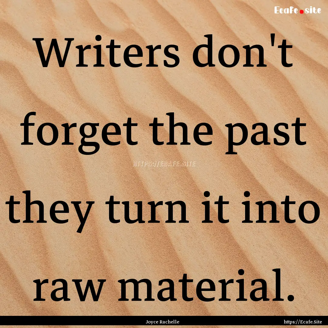 Writers don't forget the past they turn it.... : Quote by Joyce Rachelle