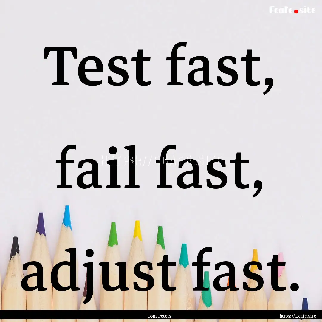 Test fast, fail fast, adjust fast. : Quote by Tom Peters