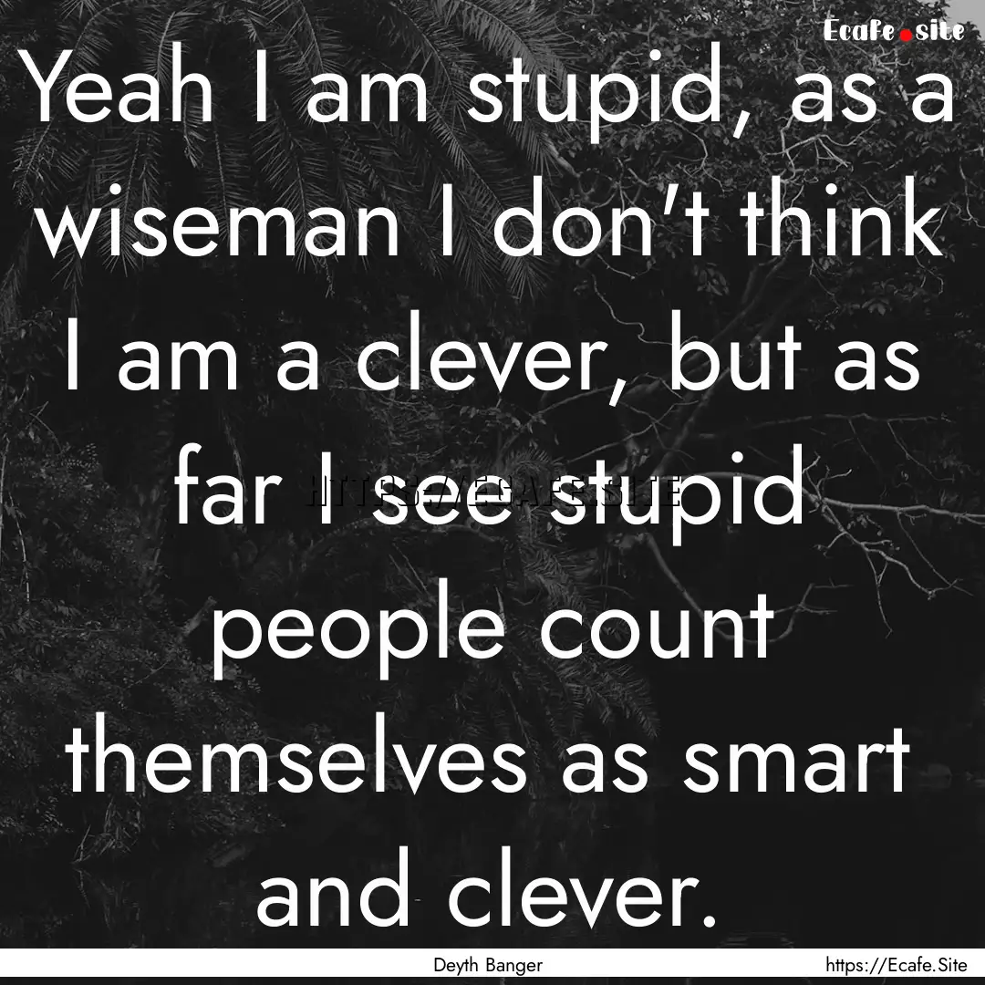 Yeah I am stupid, as a wiseman I don't think.... : Quote by Deyth Banger