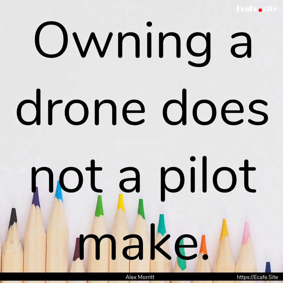 Owning a drone does not a pilot make. : Quote by Alex Morritt