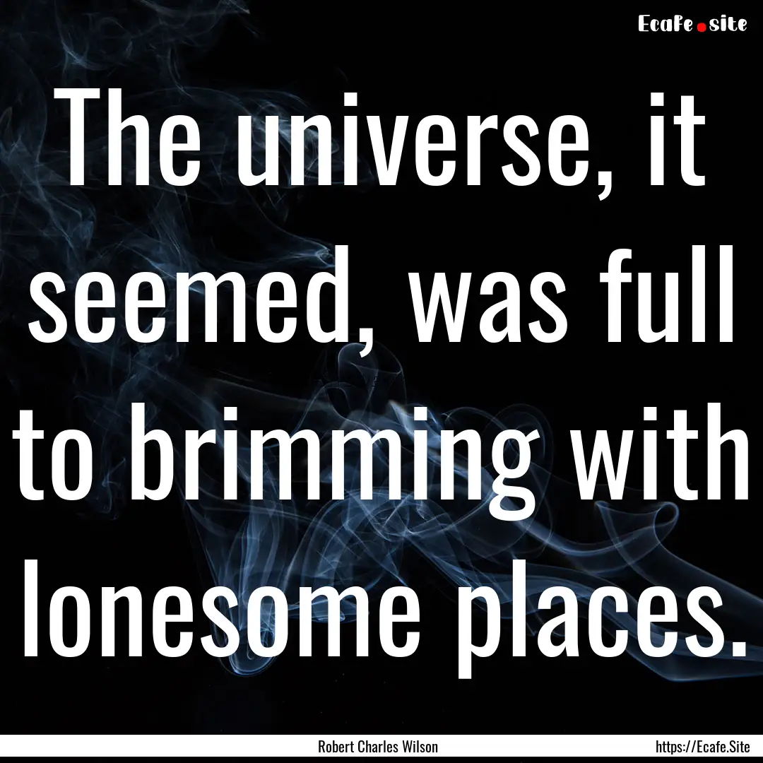 The universe, it seemed, was full to brimming.... : Quote by Robert Charles Wilson