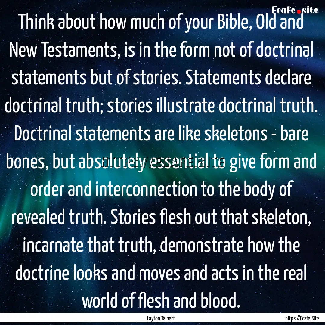 Think about how much of your Bible, Old and.... : Quote by Layton Talbert