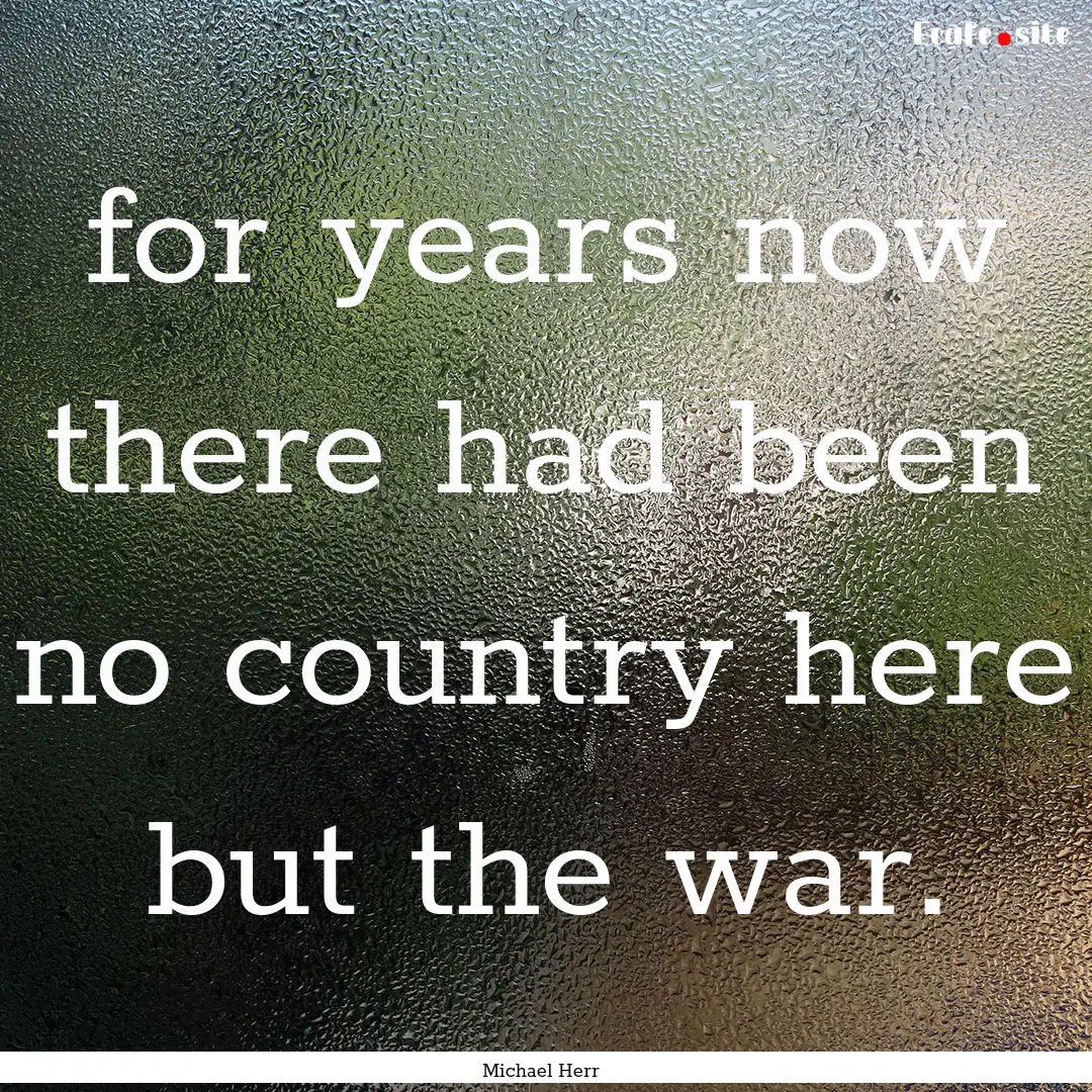 for years now there had been no country here.... : Quote by Michael Herr