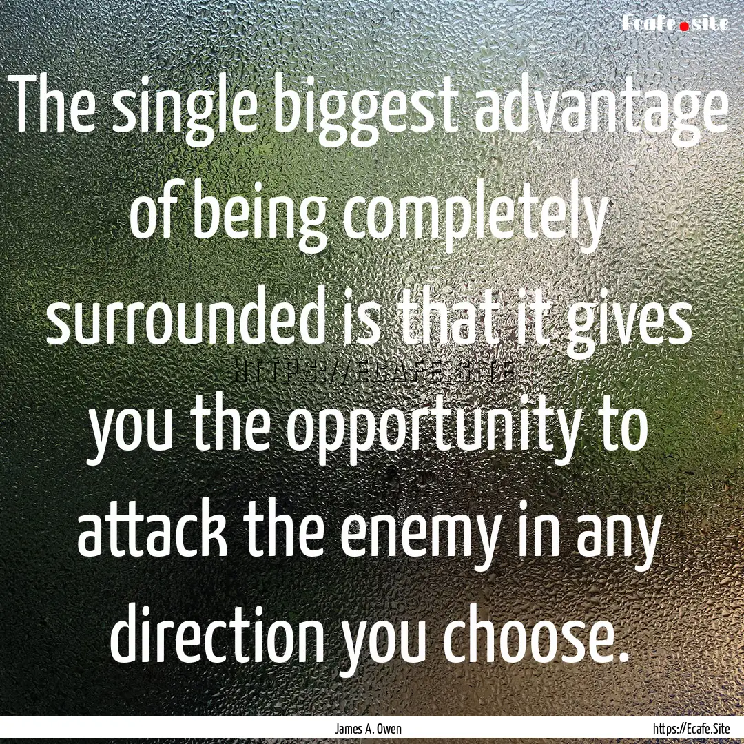 The single biggest advantage of being completely.... : Quote by James A. Owen