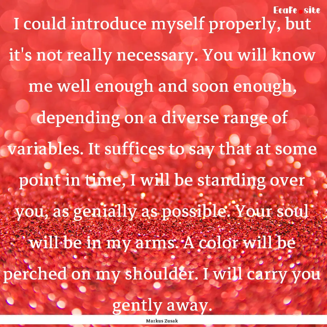 I could introduce myself properly, but it's.... : Quote by Markus Zusak