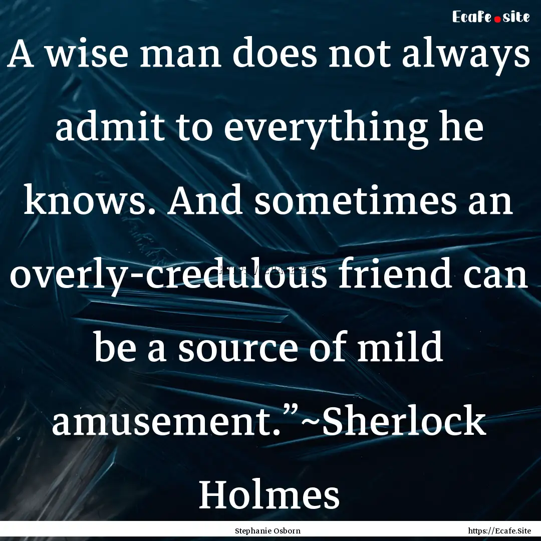 A wise man does not always admit to everything.... : Quote by Stephanie Osborn