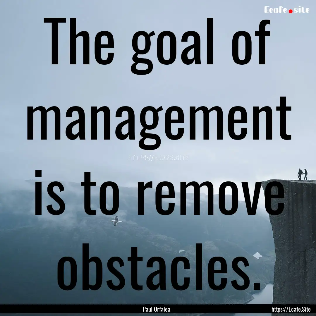 The goal of management is to remove obstacles..... : Quote by Paul Orfalea