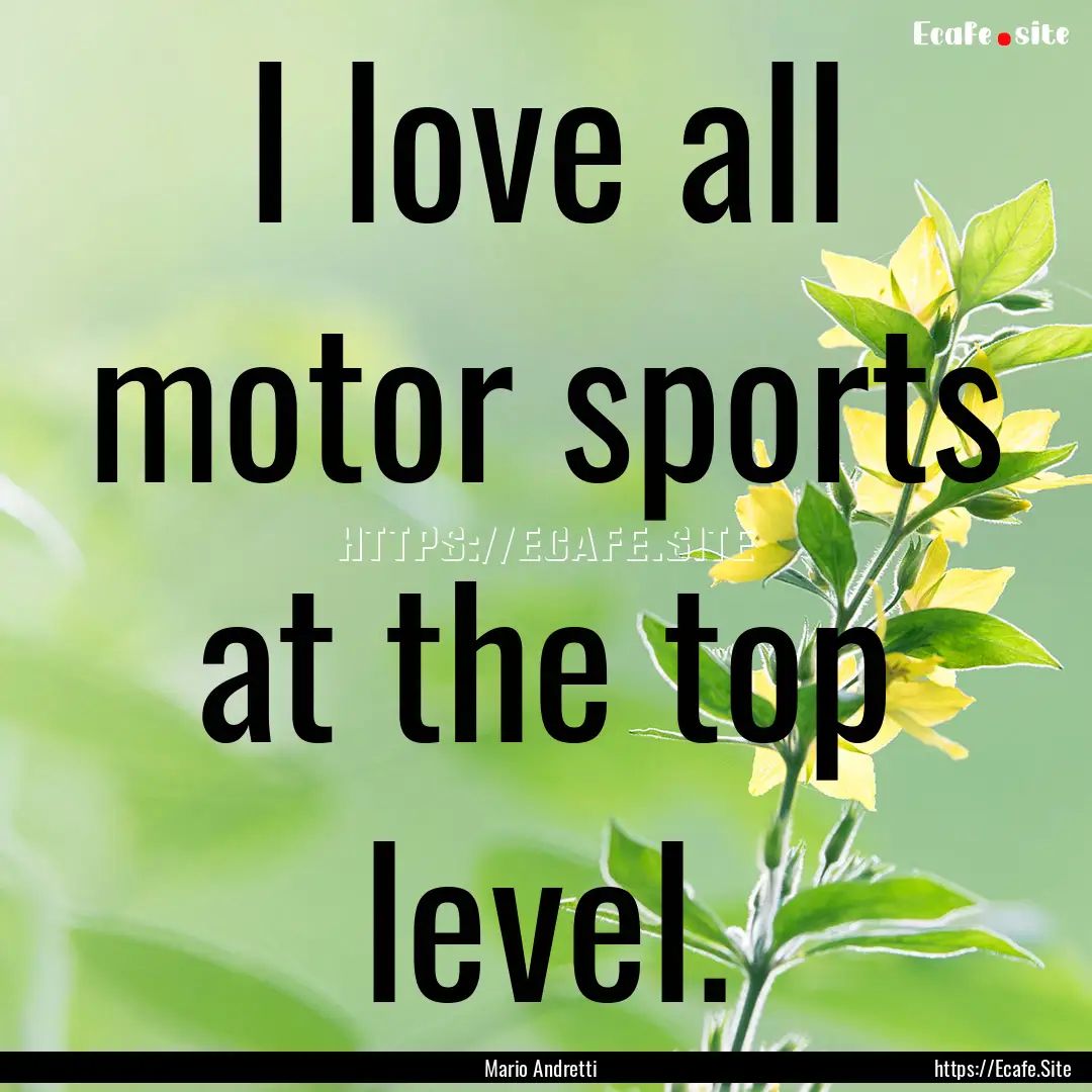 I love all motor sports at the top level..... : Quote by Mario Andretti