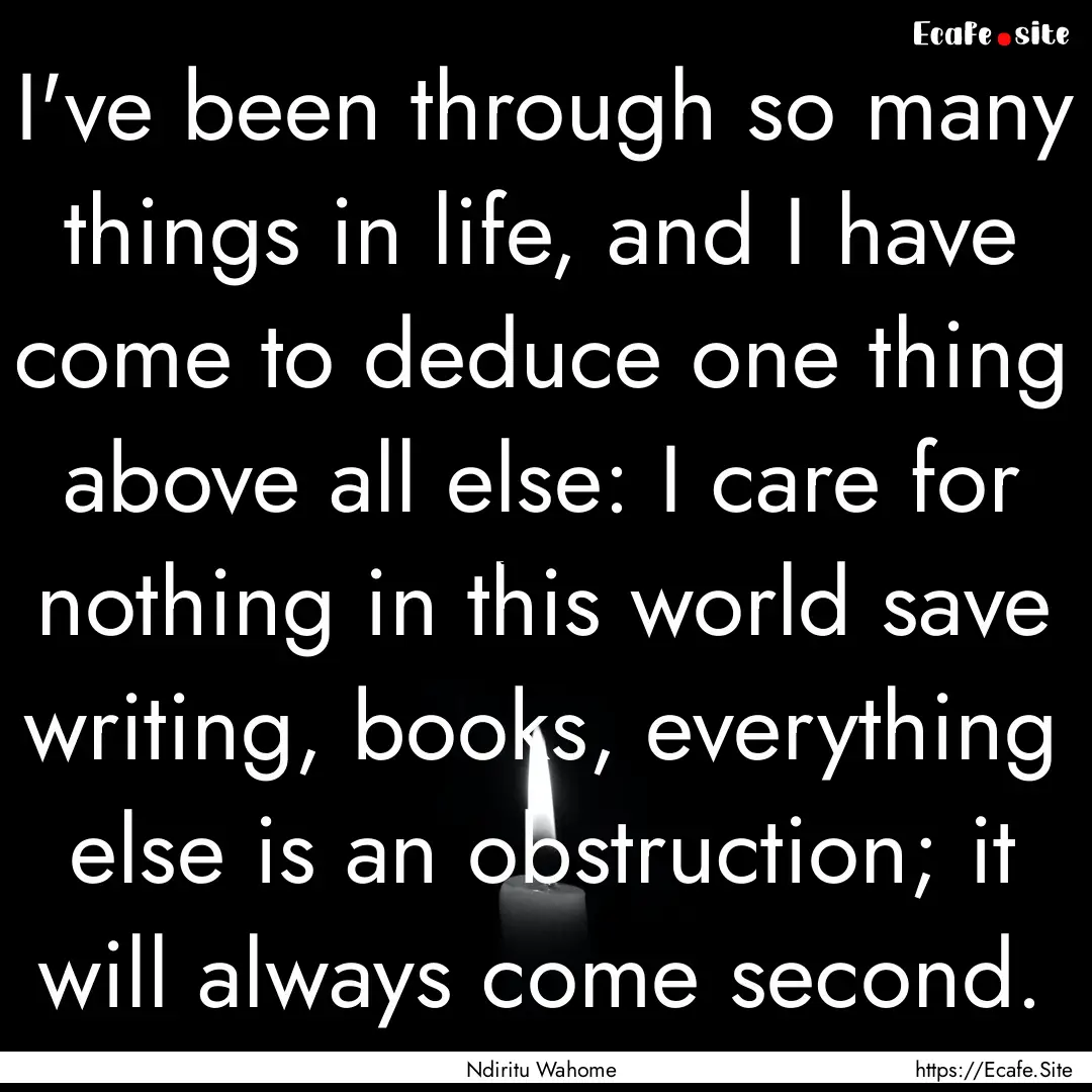 I've been through so many things in life,.... : Quote by Ndiritu Wahome