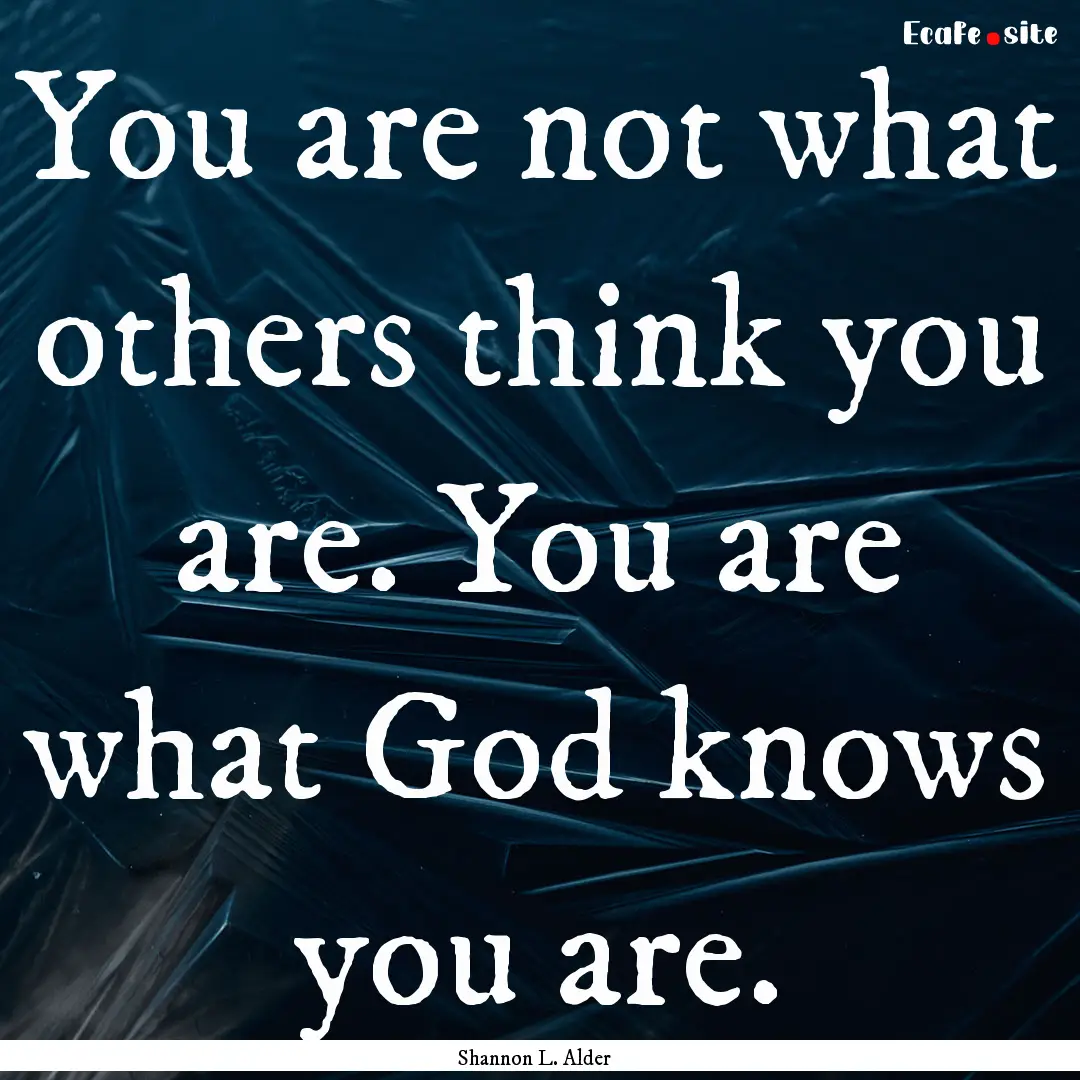 You are not what others think you are. You.... : Quote by Shannon L. Alder