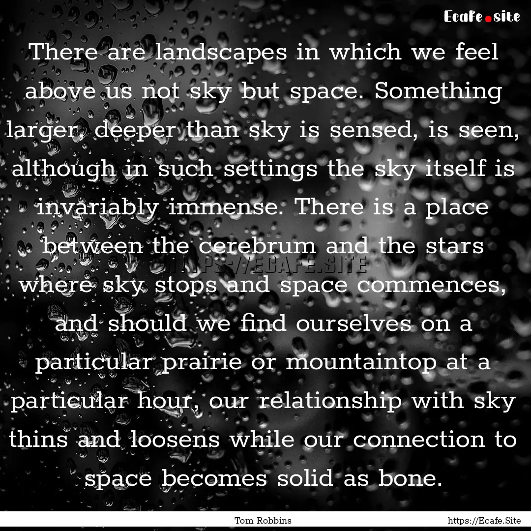 There are landscapes in which we feel above.... : Quote by Tom Robbins