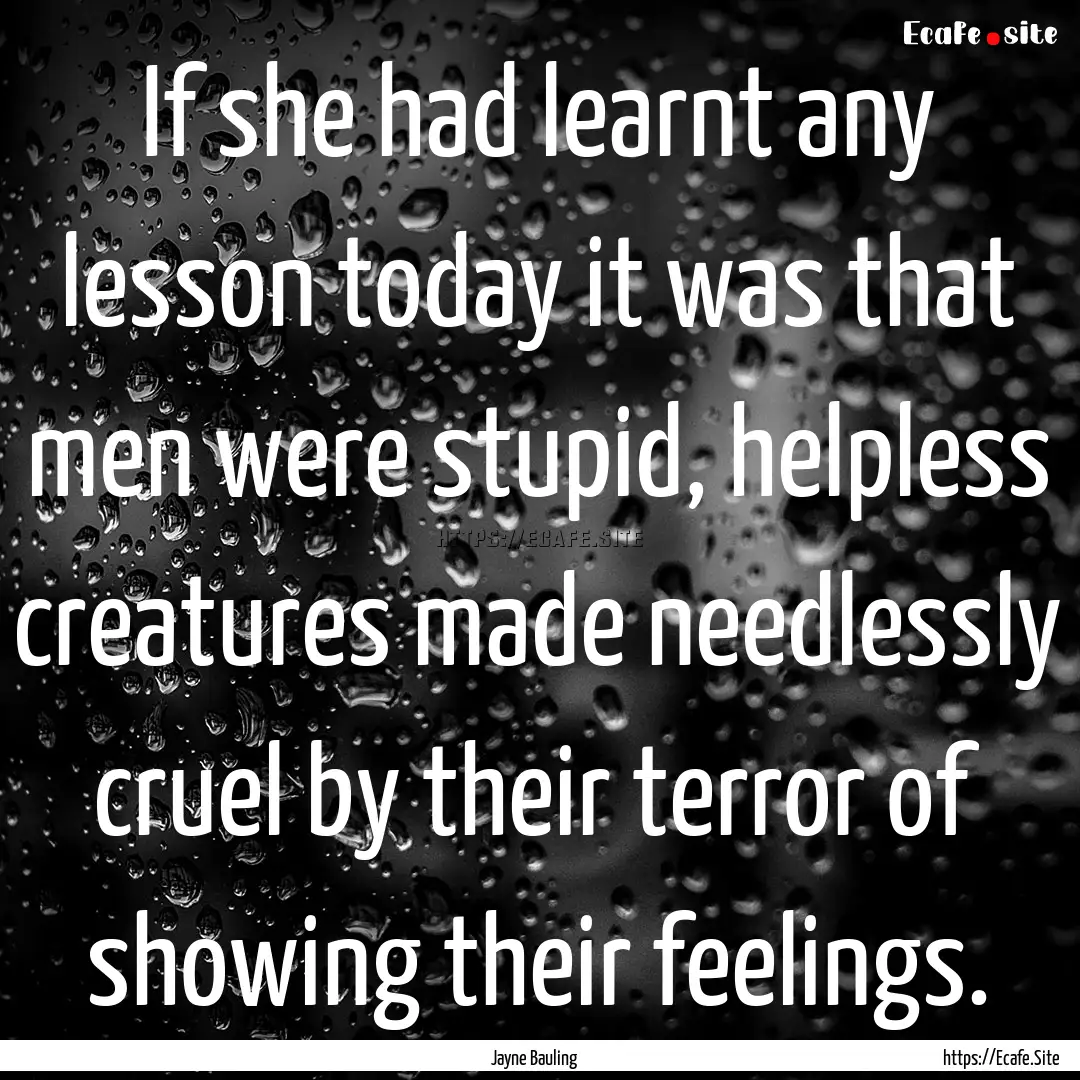 If she had learnt any lesson today it was.... : Quote by Jayne Bauling