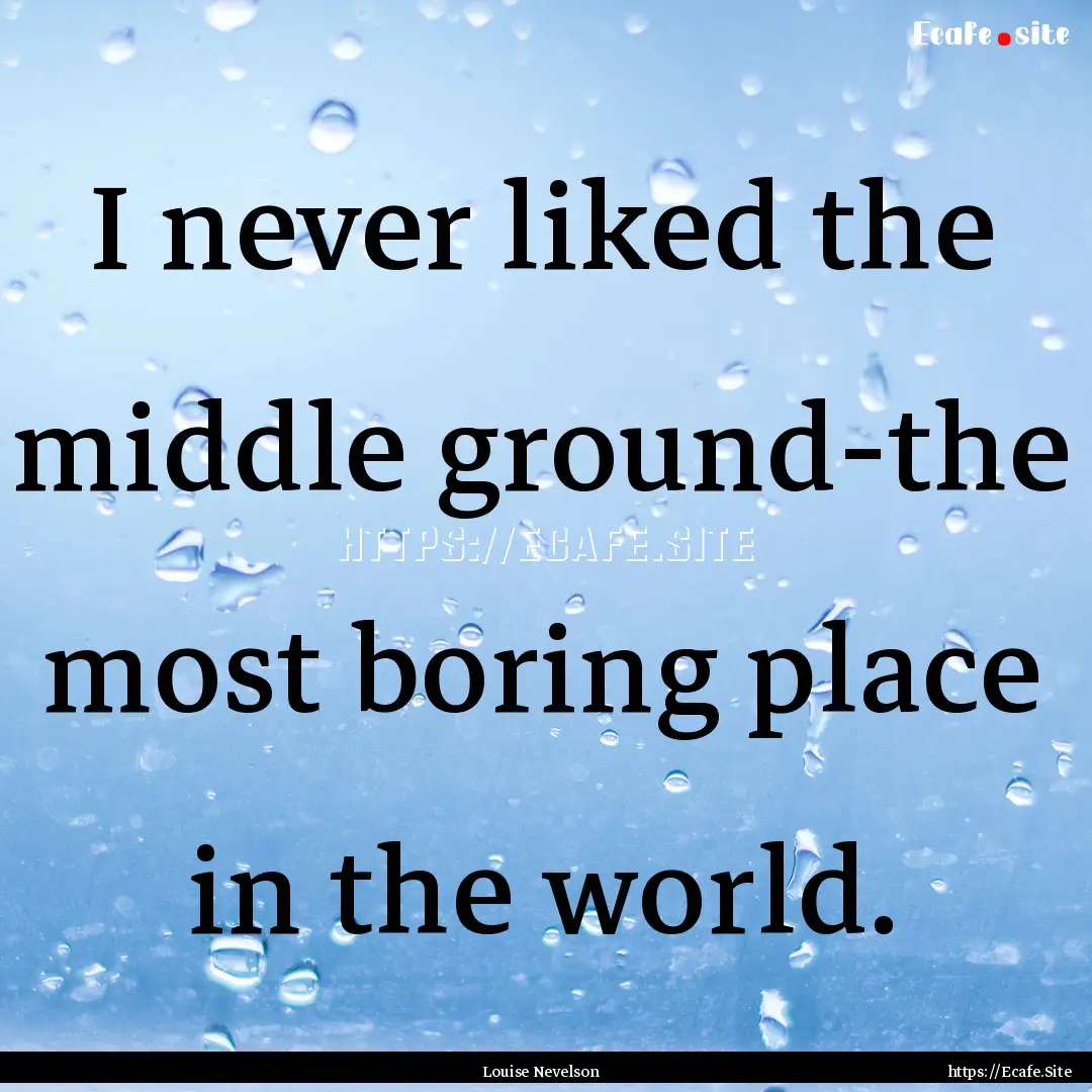 I never liked the middle ground-the most.... : Quote by Louise Nevelson