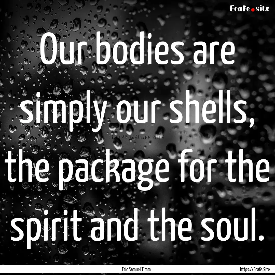 Our bodies are simply our shells, the package.... : Quote by Eric Samuel Timm