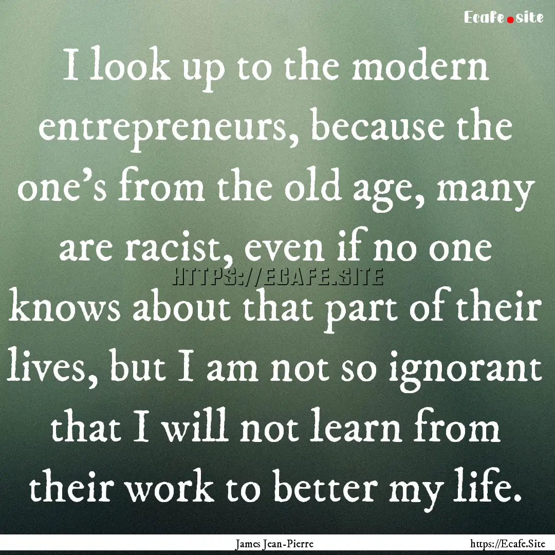 I look up to the modern entrepreneurs, because.... : Quote by James Jean-Pierre