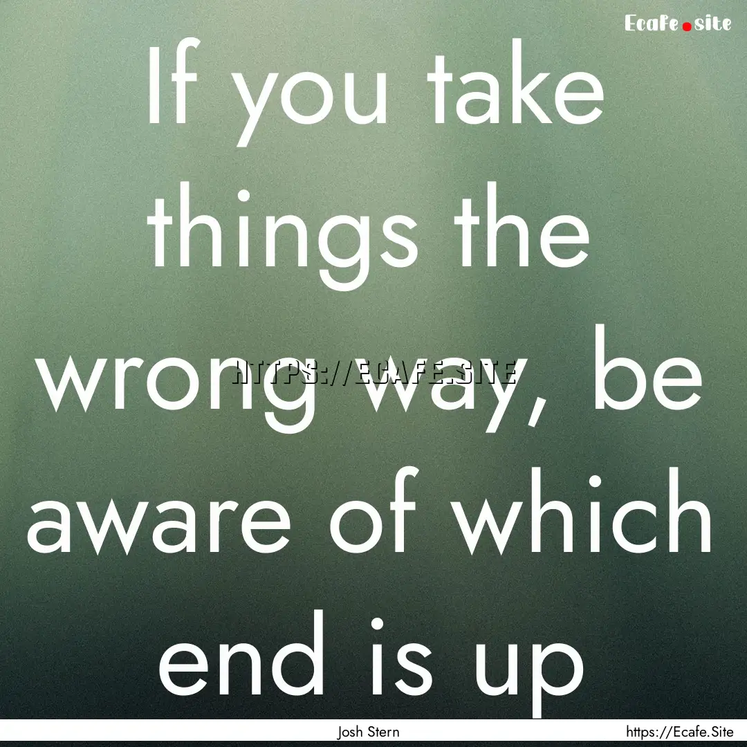 If you take things the wrong way, be aware.... : Quote by Josh Stern