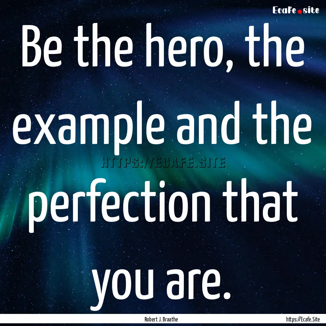 Be the hero, the example and the perfection.... : Quote by Robert J. Braathe