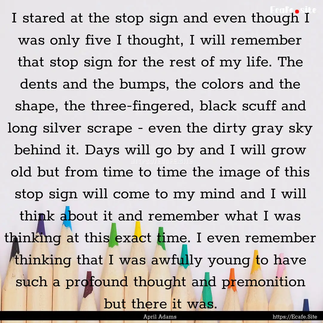 I stared at the stop sign and even though.... : Quote by April Adams