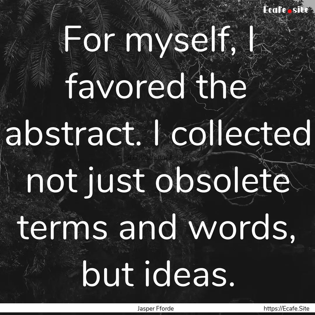 For myself, I favored the abstract. I collected.... : Quote by Jasper Fforde