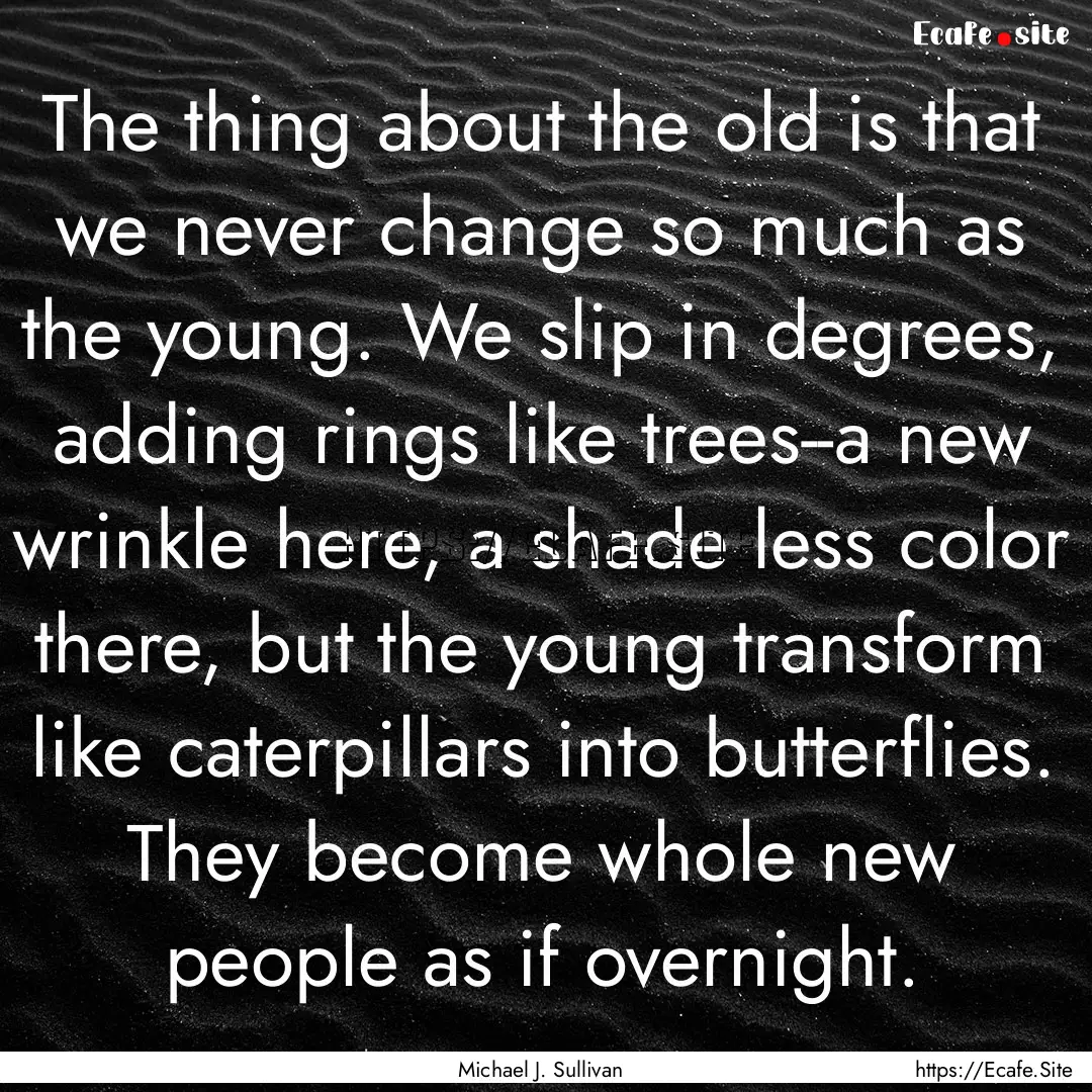 The thing about the old is that we never.... : Quote by Michael J. Sullivan